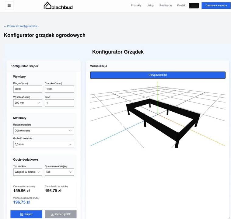 Konfigurator grządek ogrodowych